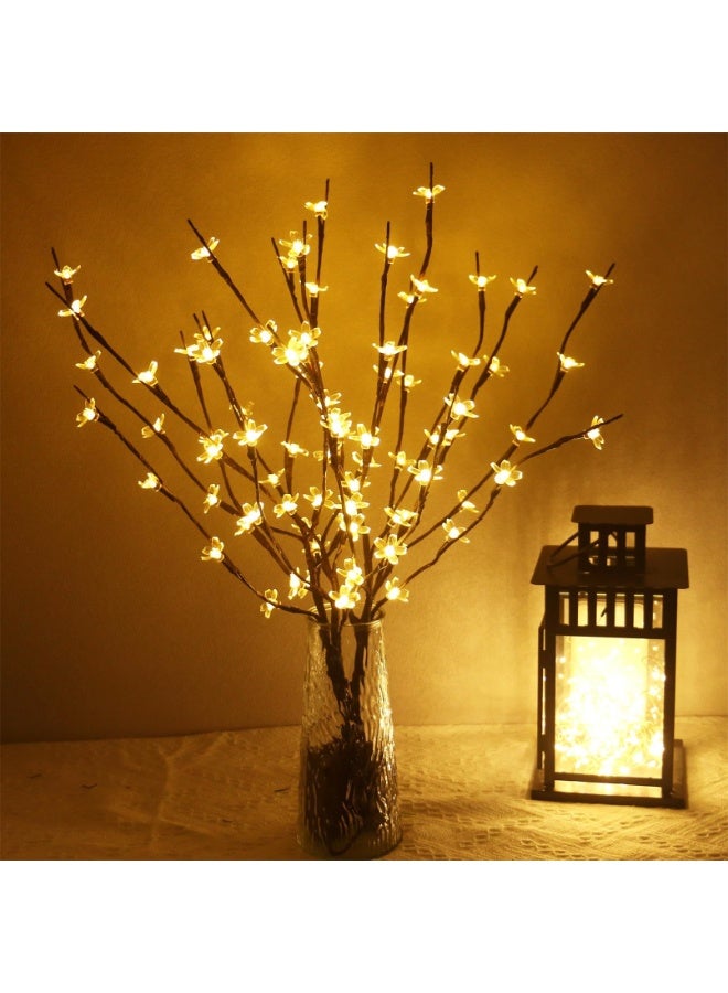 2-piece set, each with 20 LED cherry blossom lights, battery-powered, suitable for home living room and bedroom vase/branch decoration, holiday decorative lights, LED cherry blossom decoration, vase filler - Image 1