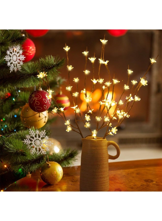 2-piece set, each with 20 LED cherry blossom lights, battery-powered, suitable for home living room and bedroom vase/branch decoration, holiday decorative lights, LED cherry blossom decoration, vase filler - Image 3