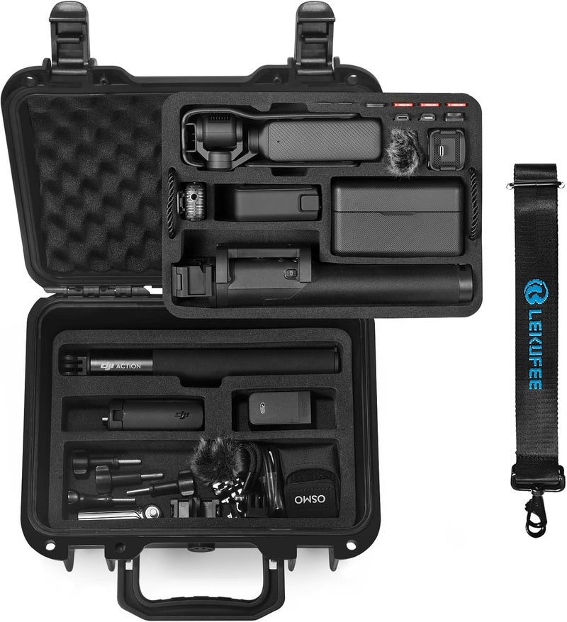 ليكوفي حقيبة ليكوفي الترفيهية المقاومة للماء، صلبة، مخصصة لكاميرات DJI Osmo Pocket 4، Osmo Pocket 3، Mic 3/2/Mini، Creator Combo، Power Expansion Combo، بالإضافة إلى كاميرات التدوين (الحقيبة فقط). - Image 1