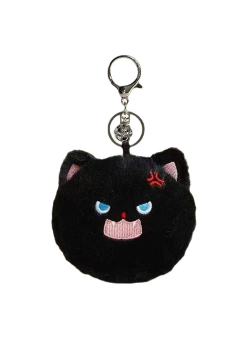 Creative Plush Doll, Cute Cat Bag Key Pendant, High-End Doll Holiday Gift (Black Furry Cat Coin Purse) - Image 1