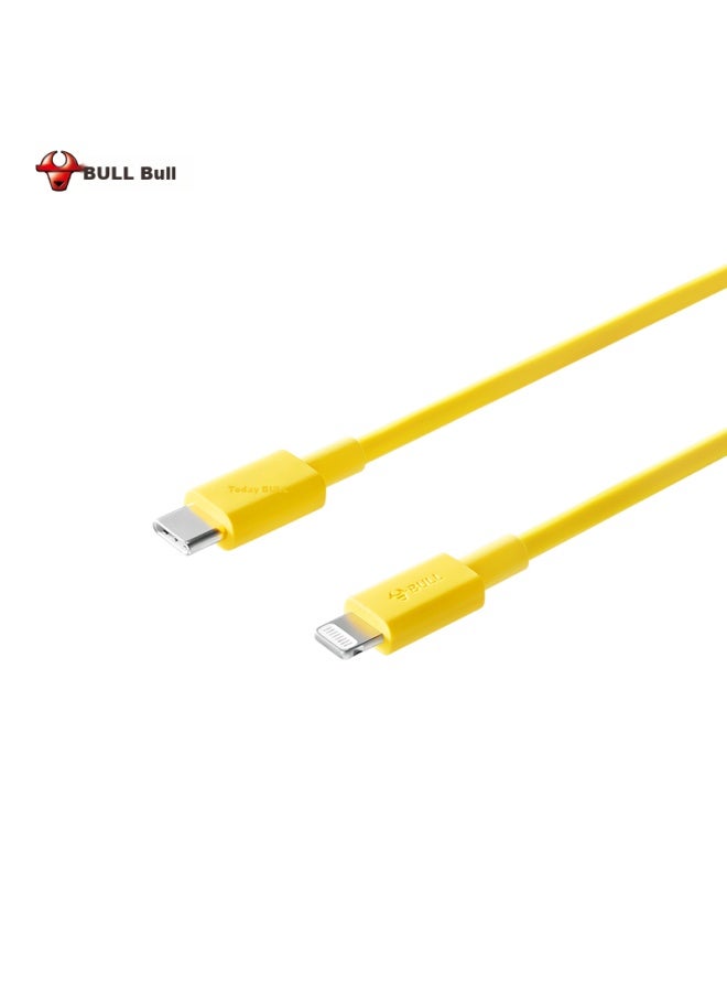 bull Apple Mfi Certified/pd Fast Charging Data Cable Type-c To Lightning Flash Charging Cable Colorful Series Yellow - Image 1