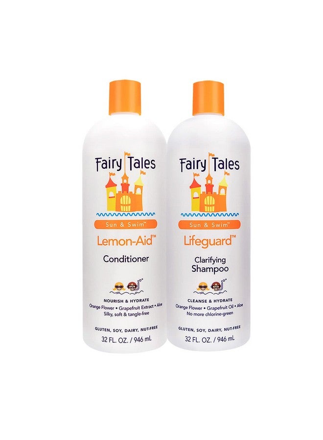 فيري تيلز شامبو وبلسم السباحة 32 أونصة للأطفال - إزالة الكلور، مصنوع من مكونات طبيعية في الولايات المتحدة الأمريكية، بدون بارابين أو كبريتات أو أصباغ صناعية - Image 1