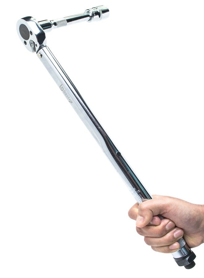 Bastex 1/2" inch Drive Torque Wrench Locking Click 18" Length with 1/2" Extension Bar 125 mm Length & Three 1/2 in Drive Sockets 21 mm 19 mm 17 mm contained in Hard Shell Plastic Storage Unit Case by Bastex - Image 5