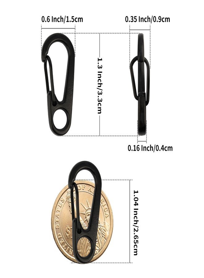 SWATOM Small Mini Carabiner Clip Tiny Spring Snap Hook Keychains Micro Carabiners for Paracord EDC Alloy Key Rings Outdoor Hiking Fishing Camping Backpack Accessories (Mini Black 5P+Keyring) - Image 2