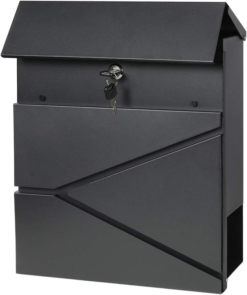 Parrency Lockable Mailboxes with Keys,Outdoor Wall Mounted Mail Box with Large Capacity,14 3/10" x 4 1/10" x 13",Black - Image 4