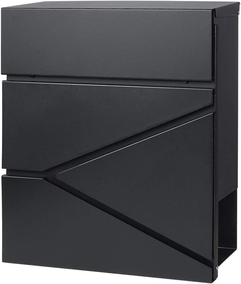 Parrency Lockable Mailboxes with Keys,Outdoor Wall Mounted Mail Box with Large Capacity,14 3/10" x 4 1/10" x 13",Black - Image 1