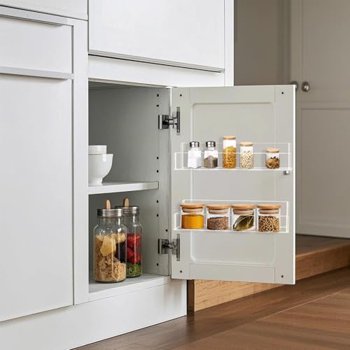 Douildhaiy Acrylic Spice Rack Wall Mount-12 Inch, Clear Spice Shelf Storage Holder, 4 Pack Hanging Seasoning Rack Organizer for Cabinet Door, Cupboard or Wall Kitchen (Adhesive or Screw) - Image 5