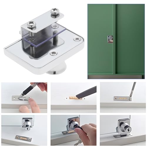 SING F LTD 1 Pack Zinc Alloy Double-Open Glass Showcase Lock Replacement Locks Without DrillingSafety Lock for 5mm -9mm Thick Glass Door (with 2 Keys) - Image 3