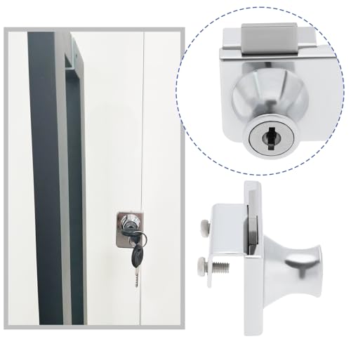SING F LTD 1 Pack Zinc Alloy Double-Open Glass Showcase Lock Replacement Locks Without DrillingSafety Lock for 5mm -9mm Thick Glass Door (with 2 Keys) - Image 2