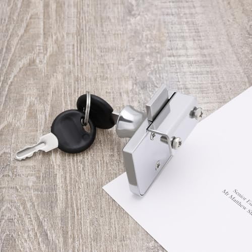 SING F LTD 1 Pack Zinc Alloy Double-Open Glass Showcase Lock Replacement Locks Without DrillingSafety Lock for 5mm -9mm Thick Glass Door (with 2 Keys) - Image 5