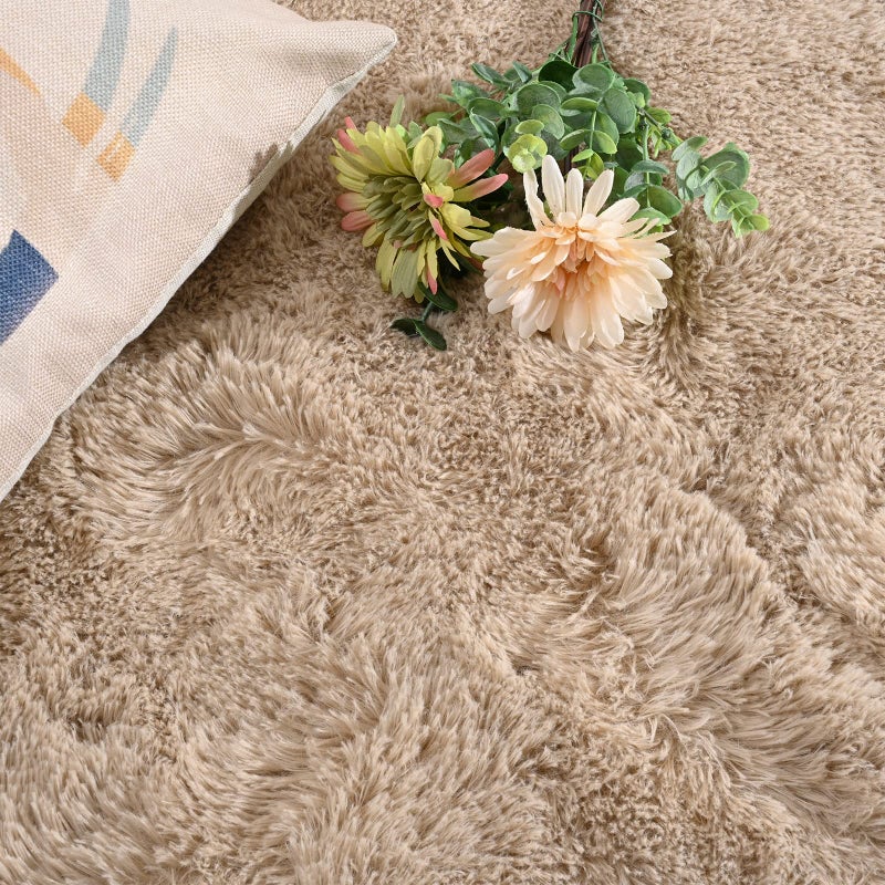 Dweike Super Super Super Shaggy Rugs Fluffy Carpets 3x5 Ft Beige منطقة سجادة لغرفة المعيشة غرفة نوم فتيات الأطفال غرفة الحضانة ديكور المنزل غير القابل للانزلاق. - Image 4