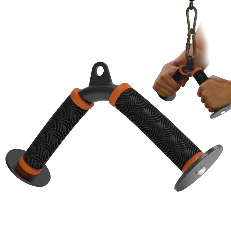 Fitarc Tricep V Bar Cable Attachment for Gym & Home Workouts, Tricep Pull Down Attachment with Non-Slip Grips, Orange - Image 1