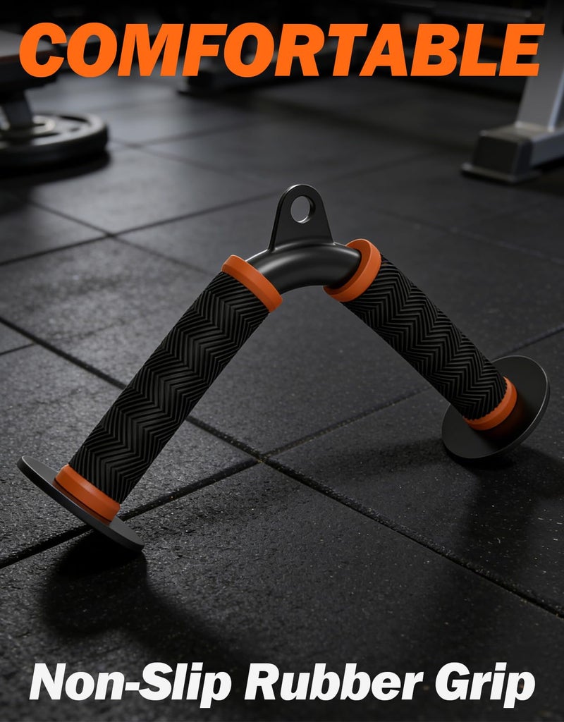Fitarc Tricep V Bar Cable Attachment for Gym & Home Workouts, Tricep Pull Down Attachment with Non-Slip Grips, Orange - Image 3