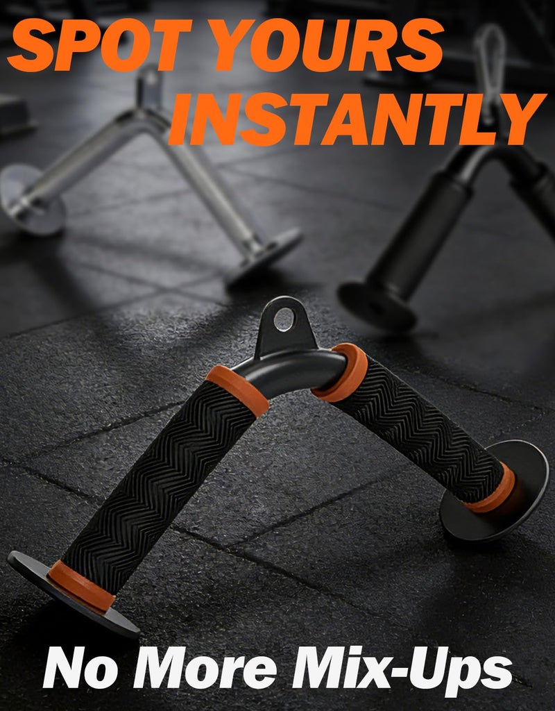 Fitarc Tricep V Bar Cable Attachment for Gym & Home Workouts, Tricep Pull Down Attachment with Non-Slip Grips, Orange - Image 2