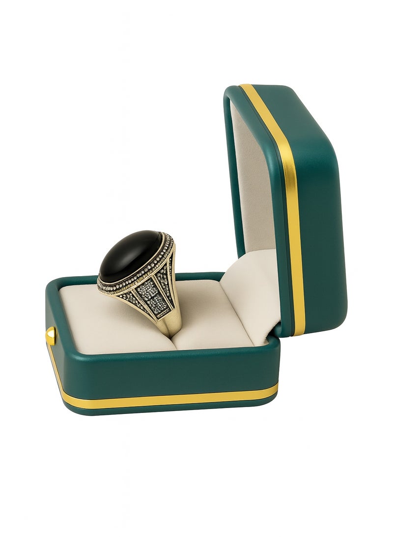 KGL BROSISS خاتم رجالي من الفضة الإسترلينية عيار 925 بلمسة نهائية سوداء لامعة – تصميم عتيق مصنوع يدويًا من الفضة الصلبة، هدية فاخرة للرجال - Image 2