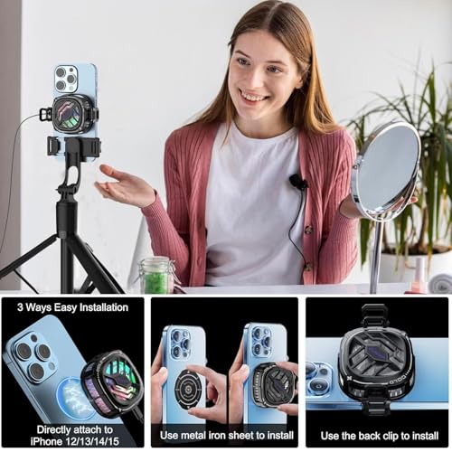Cubonic X76 Magnetic/Clip Attachment 3 Gear Mobile Cooler, RGB, Quiet Operations Cooling Fan, Semiconductor Technology Mobile Radiator with Larger Cooling Area (Black) - Image 5