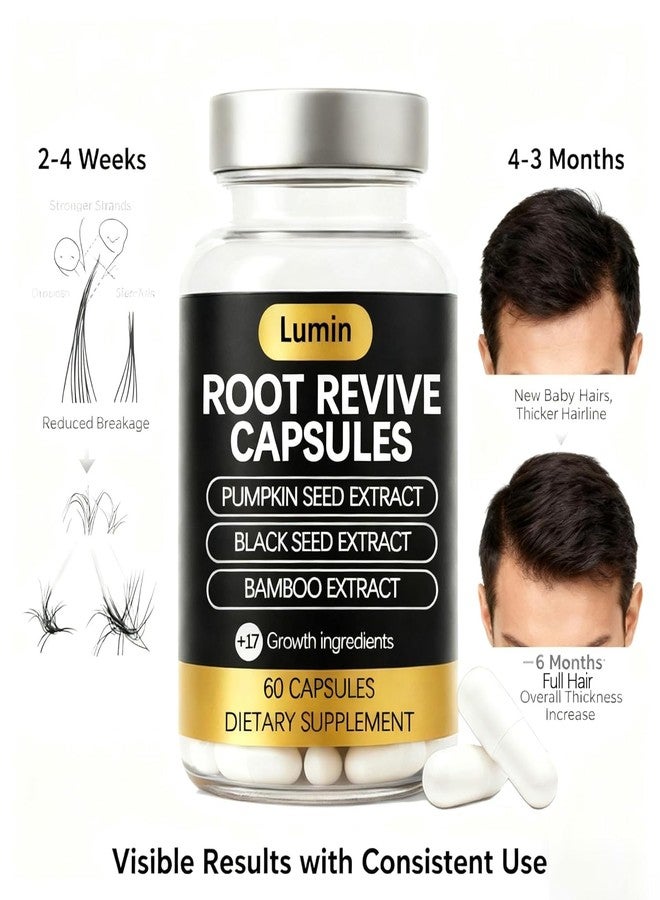 Lumin Root Revive Capsules – Hair Support Supplement for Thinning Hair, Healthy Scalp & Thickness – With Biotin, Black Seed, Bamboo, Saw Palmetto & 17 Nutrient-Rich Ingredients (1) - Image 5