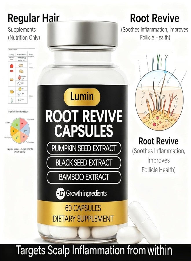 Lumin Root Revive Capsules – Hair Support Supplement for Thinning Hair, Healthy Scalp & Thickness – With Biotin, Black Seed, Bamboo, Saw Palmetto & 17 Nutrient-Rich Ingredients (1) - Image 2
