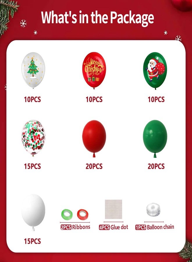 Inspireyee 100PCS Christmas Balloons for Party Decorations Xmas Balloons Garland Arch Kit with Red Green Balloon Christmas Tree Santa Claus Latex Balloon for Christmas Party Decor Xmas Birthday party Decorations - Image 2