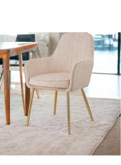 Wooden Twist Wooden Twist Velour Modern Cafe Dining Chair Metal Legs  - Image 2