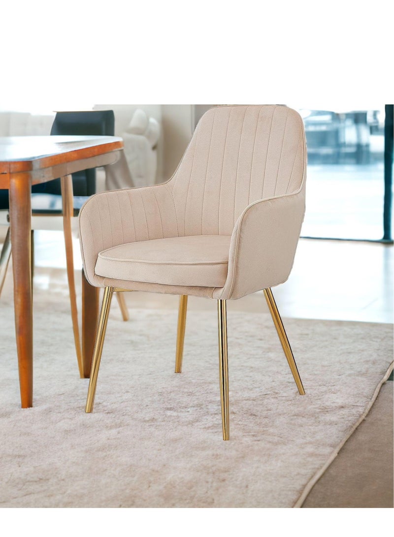 Wooden Twist Wooden Twist Velour Modern Cafe Dining Chair Metal Legs  - Image 2