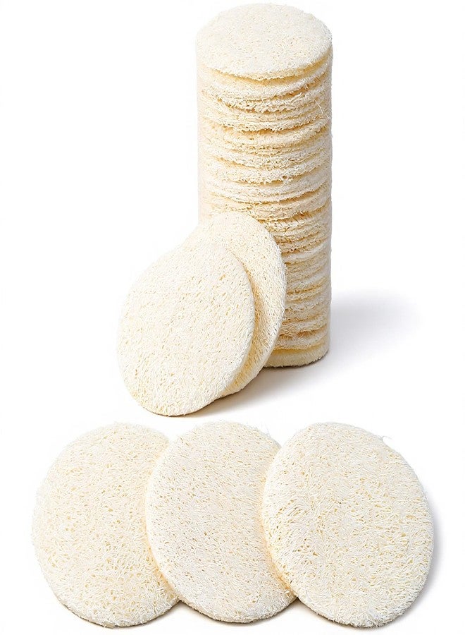 BOHUIZ 40 Pcs Natural Loofah Exfoliating Face Pads, 2.16'' Exfoliating Facial Body Scrub Pads for Dead Skin Masks Removal Loofah Sponge Face Scrubber for Women Men - Image 1