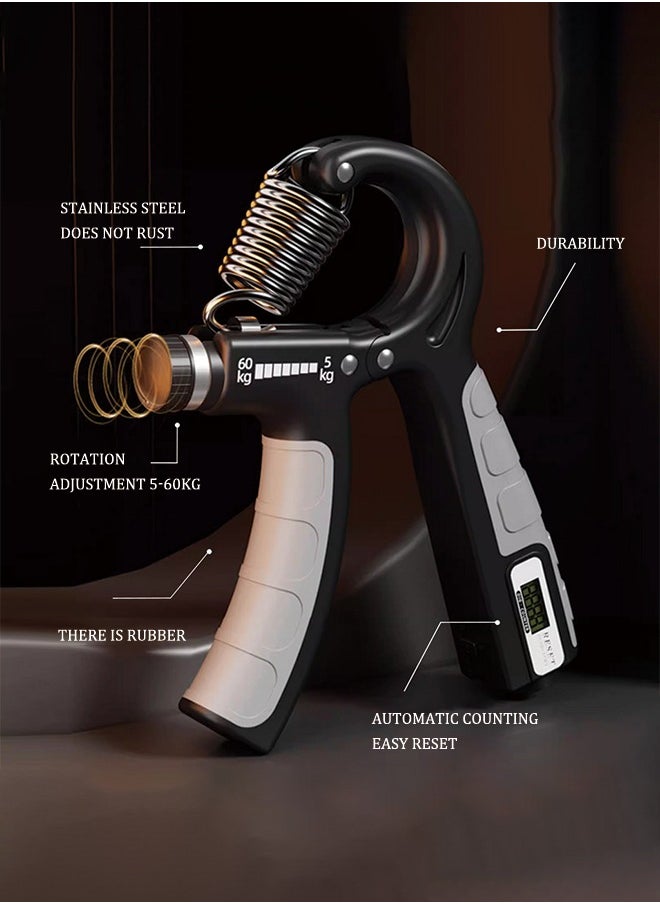 Generic - Hand Grip Strengthener, Adjustable Resistance 5-60 kg, Grip Strength Trainer for Muscle Building and Injury Recovery in Athletes, Countable up to four digits, Adjustable to zero, Black - Image 1