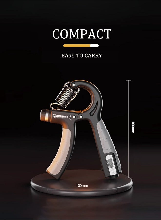 Generic - Hand Grip Strengthener, Adjustable Resistance 5-60 kg, Grip Strength Trainer for Muscle Building and Injury Recovery in Athletes, Countable up to four digits, Adjustable to zero, Black - Image 1