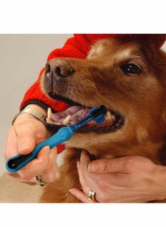 Excefore Pet Toothbrush, 2 Pack Three Sided Pet Toothbrush Dog Brush Remove Bad Breath Tartar Teeth Care Dog Cat Cleaning Mouth (Blue, Orange）  - Image 1