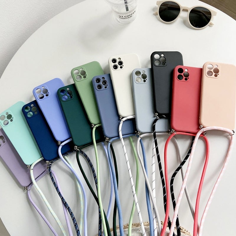 غطاء واقي بسيليكون لـ iPhone 13 باللون Matcha Green من السيليكون مع حماية من السقوط وحبل تعليق مع مقاوم للصدمات مع مقاوم للخدش للاستخدام الخارجي سهل الحمل للاستخدام الداخلي - Image 2
