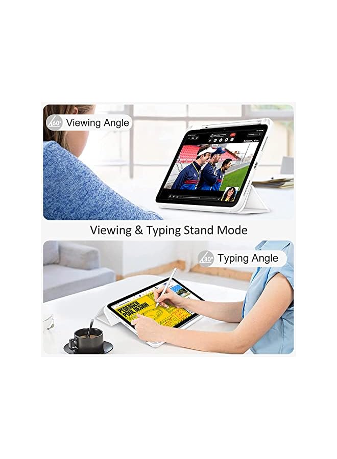 PROMASS Case Compatible With Ipad 10 Generation 10.9 Inch 2022 With Pen Holder, Thin Tablet Protective Case With Soft Tpu Back, Smart Case Cover Auto Sleep/Wake For Ipad 10 - White - Image 4