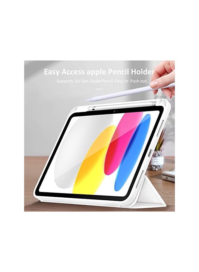 PROMASS Case Compatible With Ipad 10 Generation 10.9 Inch 2022 With Pen Holder, Thin Tablet Protective Case With Soft Tpu Back, Smart Case Cover Auto Sleep/Wake For Ipad 10 - White - Image 5