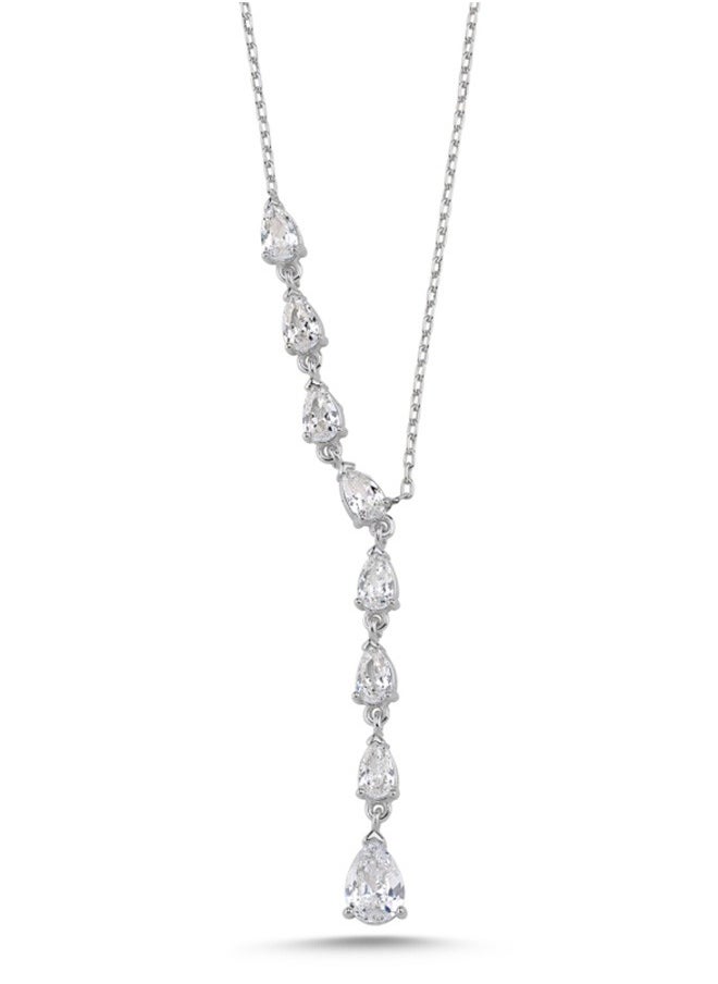 EMNON 925 Sterling Silver Jewelry Rhodium Plated Teardrop Sultanite CZ Dangle Y Necklace 100% Precious Metal Gift for Women- Emnon42NE  - Image 1