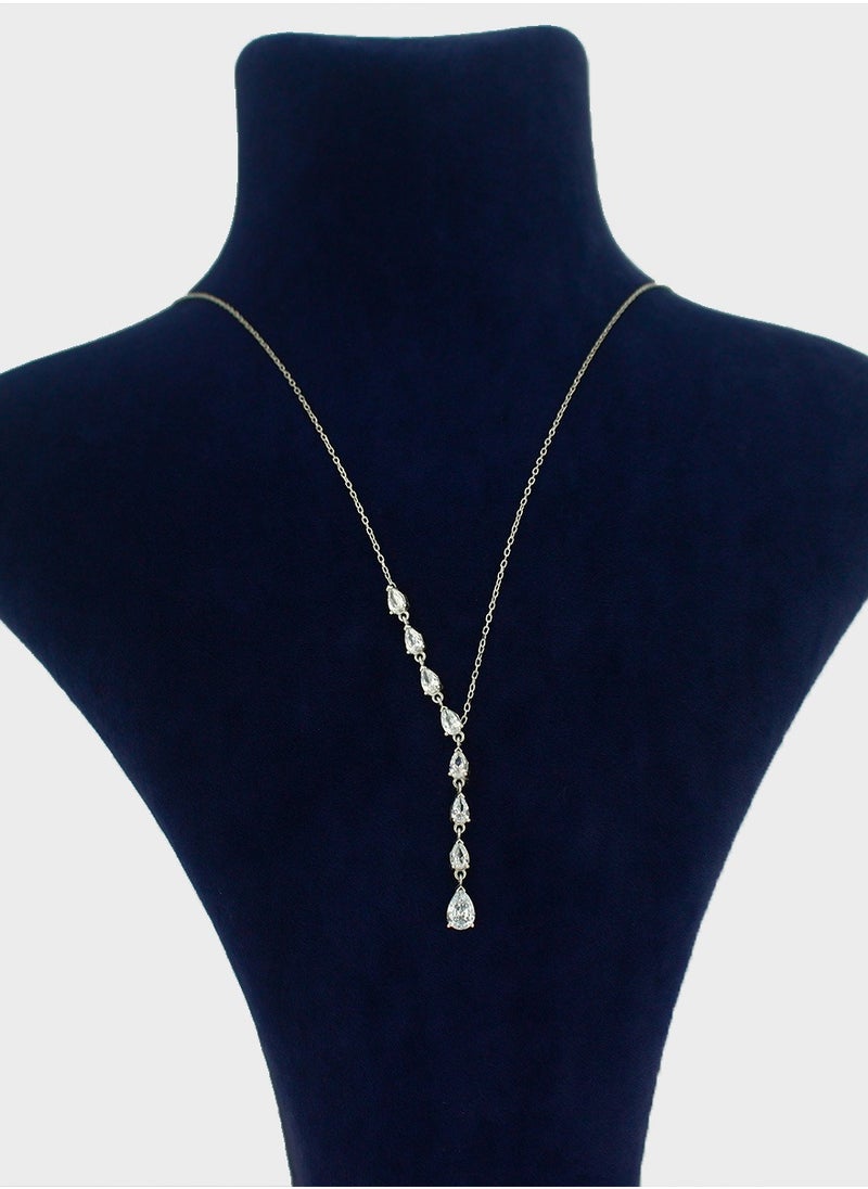 EMNON 925 Sterling Silver Jewelry Rhodium Plated Teardrop Sultanite CZ Dangle Y Necklace 100% Precious Metal Gift for Women- Emnon42NE  - Image 2