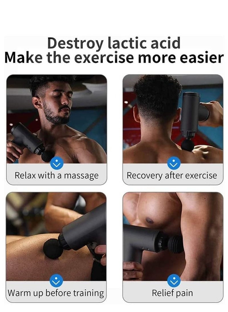 Massage Gun, Percussion Muscle Massager Deep Tissue Massage Gun for Pain Relief with 4 Massage Heads 6 Speed High-Intensity Vibration Super Quiet Cordless Handheld (RED) - Image 5