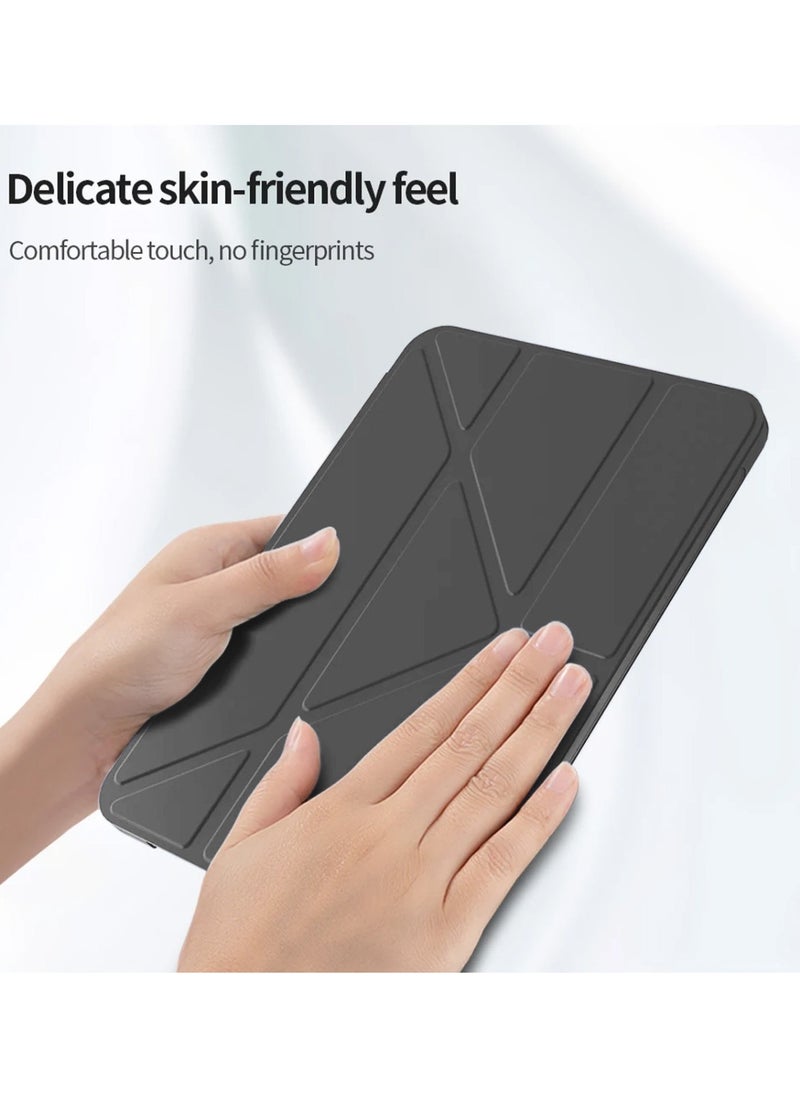 Techie - حافظة خلفية شفافة غير لامعة قابلة للطي من Smart Folio Flip Origami مع حامل قلم رصاص وغطاء وظيفة التنبيه/السكون التلقائي لجهاز Apple iPad Air 5 / Air 4، 10.9 بوصة الجيل الخامس/ الرابع 2022 2020 - أسود - Image 1