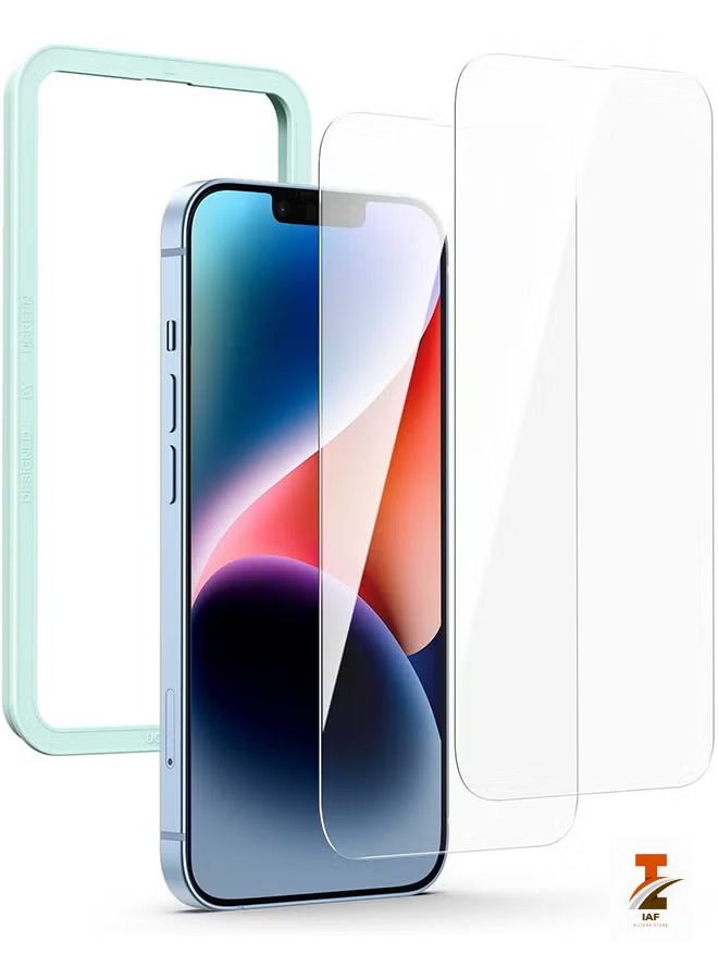 إيف واقي شاشة بحجم 6.7 بوصة مع إطار محاذاة سهل التركيب وخالي من الفقاعات وشفاف عالي الدقة ومقاوم للخدش ومضاد لبصمات الأصابع وشاشة كاملة من الزجاج المقوى شفاف لـ آيفون 14 بلس / آيفون 13 برو ماكس - Image 1