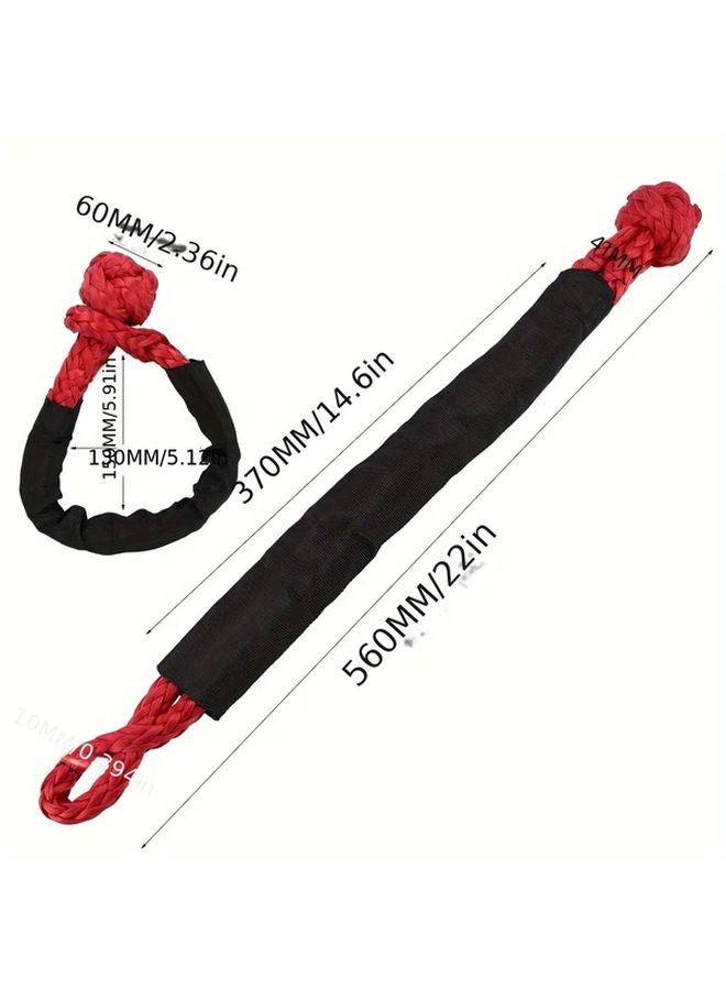 Gray Soft Hook 1/2 X 24 Inch Recovery Tow Rope with Extra Sleeve for SUV ATV Off-Road - Image 2