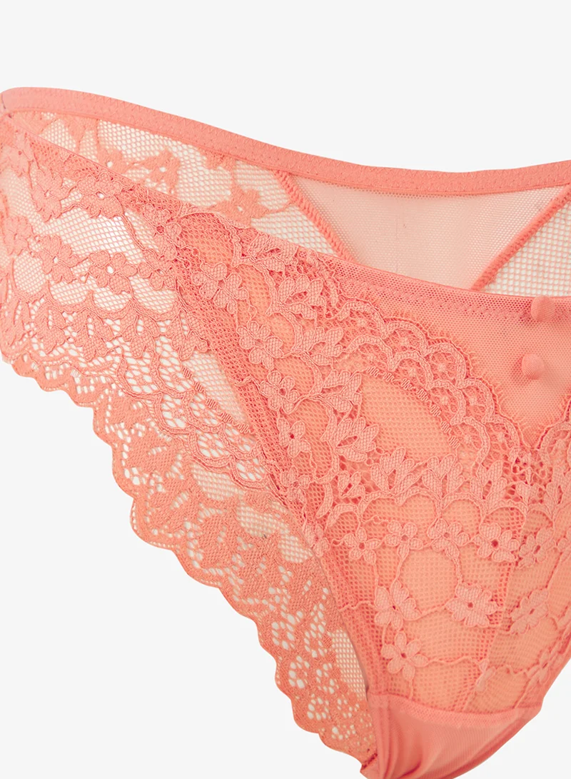 hunkemoller  Lace detailed High Leg Bikini Brief for Women | Best Price UAE