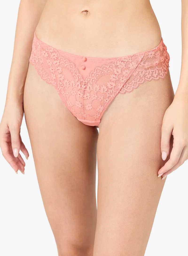 hunkemoller  Lace detailed High Leg Bikini Brief for Women | Best Price UAE