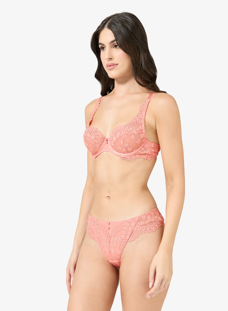 hunkemoller  Lace detailed High Leg Bikini Brief for Women | Best Price UAE
