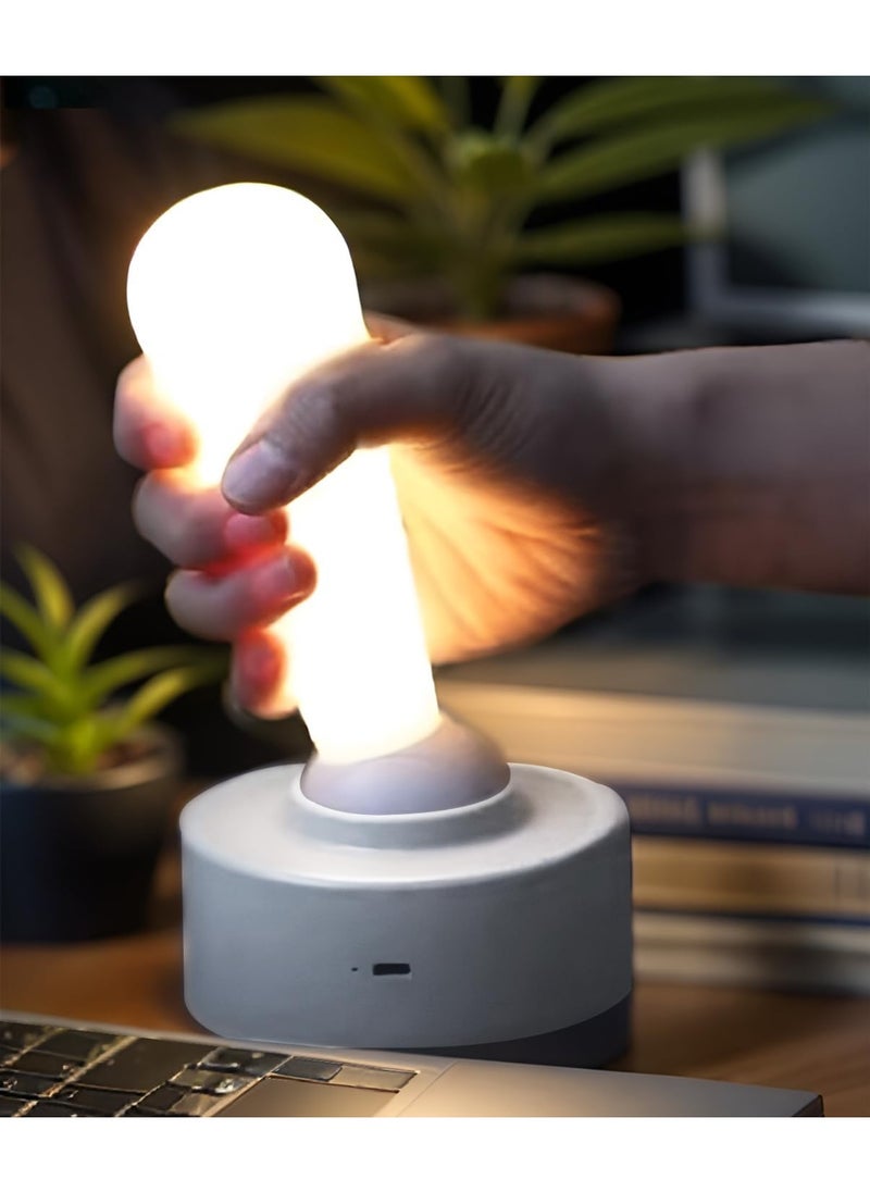 Generic Generic Brand Unique LED Night Light with Stick Design that can be moved to turn the lamp on and off Rechargeable - Base Color Variation (White - Grey)  - Image 5