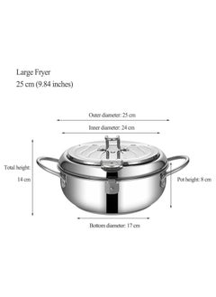 Generic Deep Fryer Pot, 304 Stainless Steel Japanese Deep Fryer with Lid And Oil Drip Drainer Rack for French Fries Chicken Wings shrimp, 3.4L  - Image 2