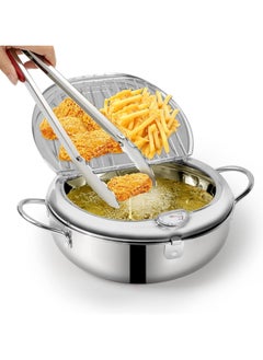 Generic Deep Fryer Pot, 304 Stainless Steel Japanese Deep Fryer with Lid And Oil Drip Drainer Rack for French Fries Chicken Wings shrimp, 3.4L  - Image 1