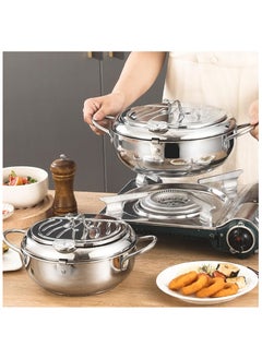 Generic Deep Fryer Pot, 304 Stainless Steel Japanese Deep Fryer with Lid And Oil Drip Drainer Rack for French Fries Chicken Wings shrimp, 3.4L  - Image 5