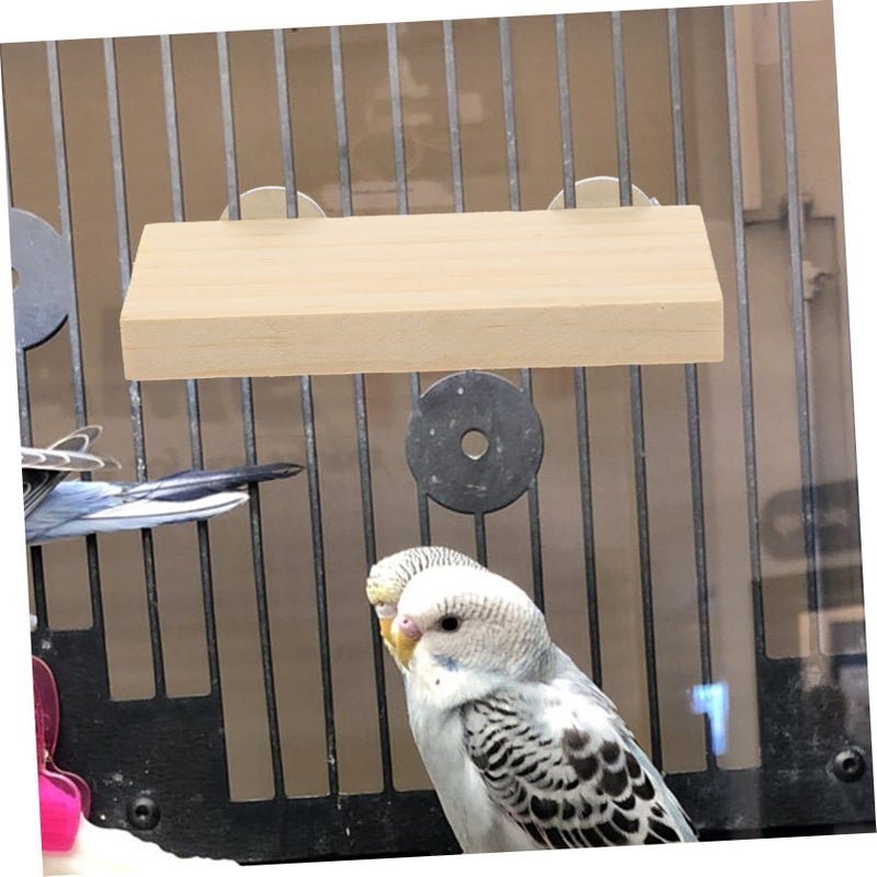 2 Pack Natural Wooden Bird Perches Rectangular Platform For Parrots Cockatoos Parakeets 15x8cm - Image 5