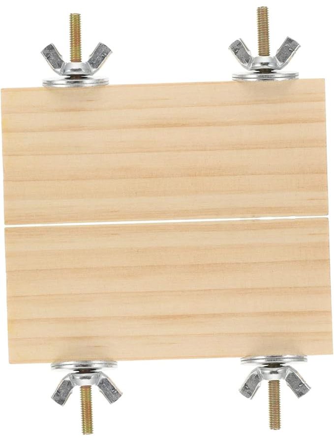 2 Pack Natural Wooden Bird Perches Rectangular Platform For Parrots Cockatoos Parakeets 15x8cm - Image 1