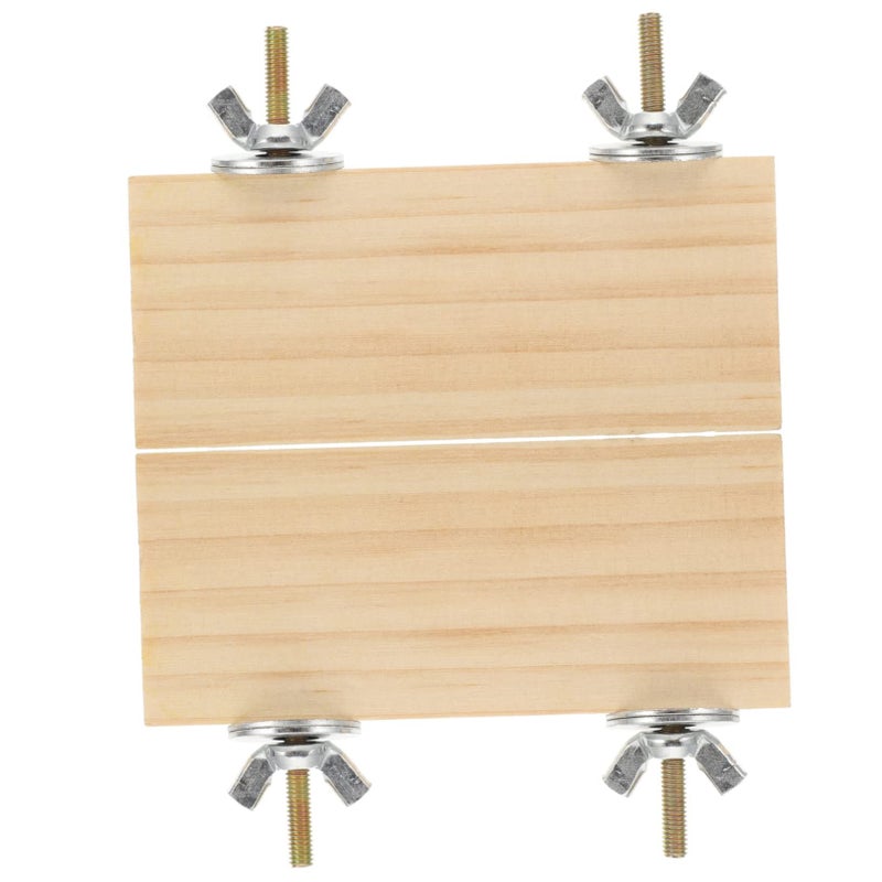 2 Pack Natural Wooden Bird Perches Rectangular Platform For Parrots Cockatoos Parakeets 15x8cm - Image 2