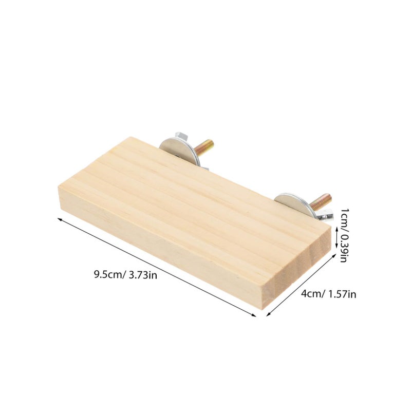 2 Pack Natural Wooden Bird Perches Rectangular Platform For Parrots Cockatoos Parakeets 15x8cm - Image 3
