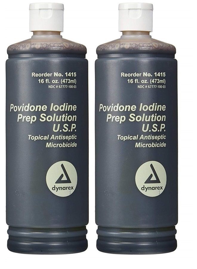Dynarex Povidone Iodine Prep Solution USP, 16 Fluid Ounce (2- Pack)